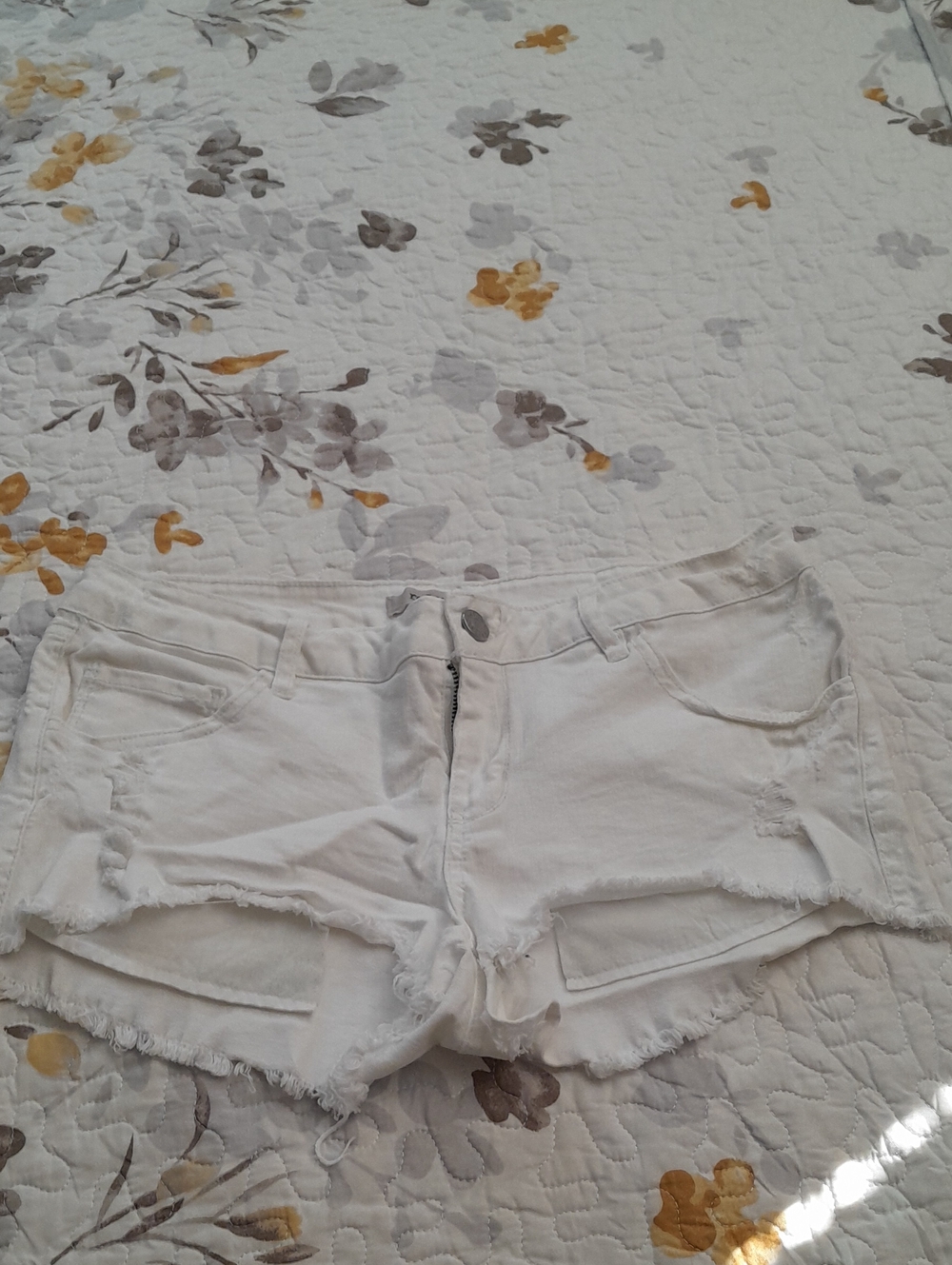 refuge White Distressed Denim Jean Shorts